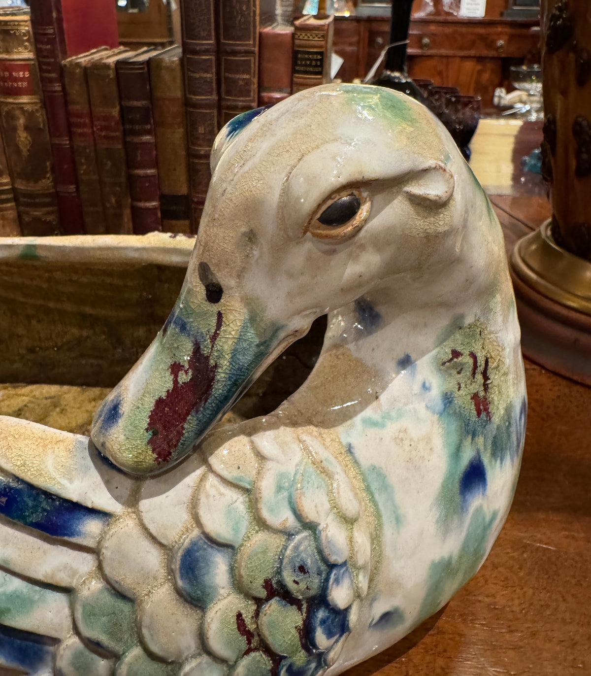 Vintage Majolica Goose Jardiniere