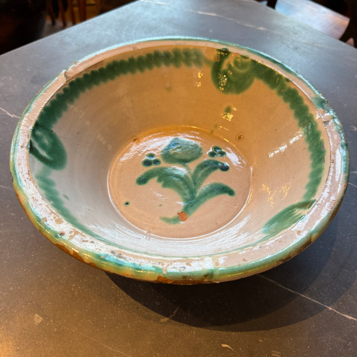 19th century Spanish Fajalauza Lebrillo Bowl