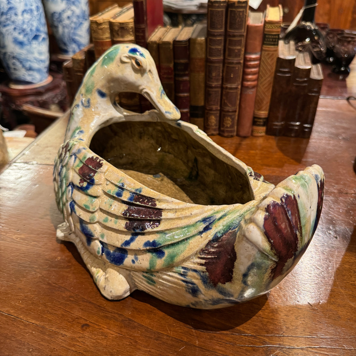 Vintage Majolica Goose Jardiniere