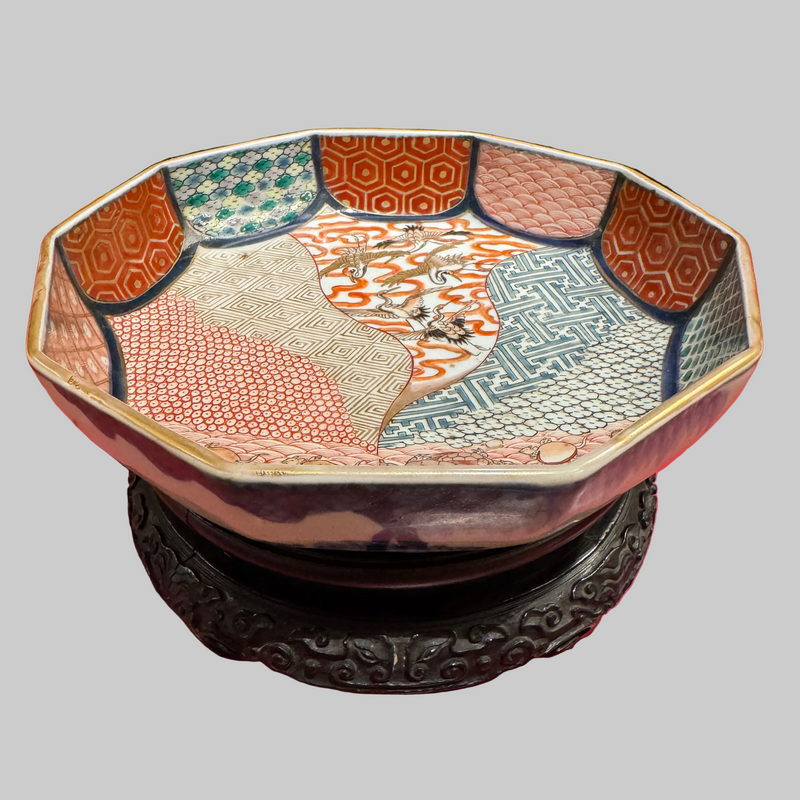 19th Century Japanese Ten Sided Imari Bowl on Stand