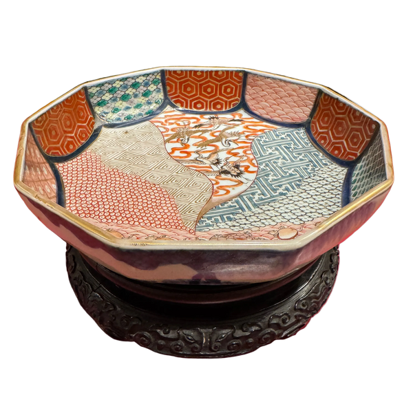 19th Century Japanese Ten Sided Imari Bowl on Stand