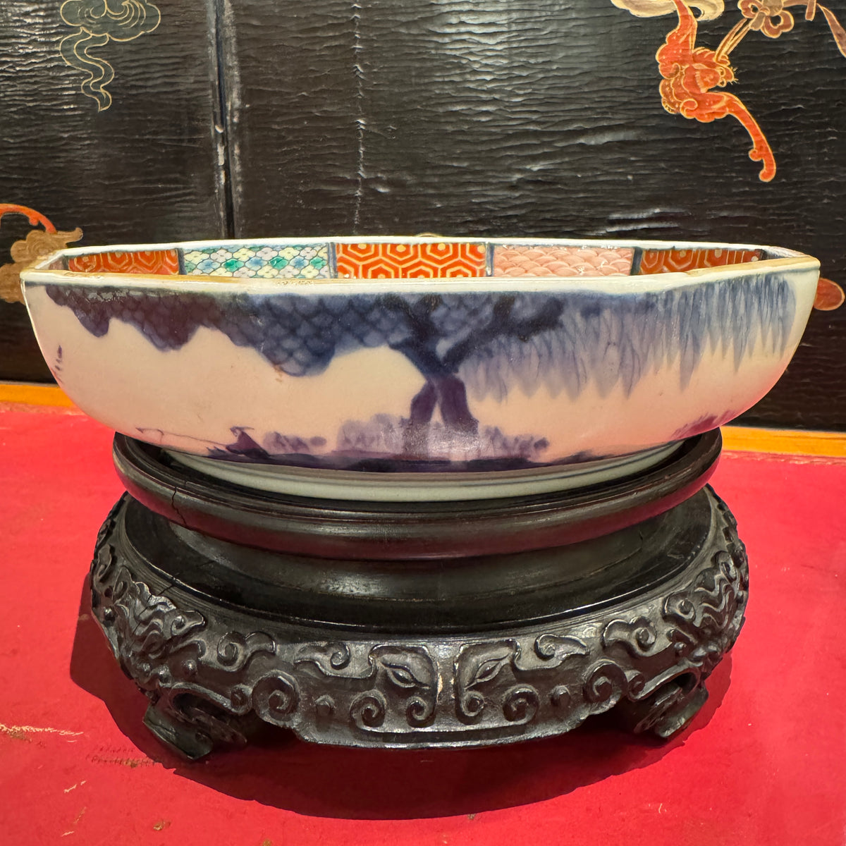 19th Century Japanese Ten Sided Imari Bowl on Stand