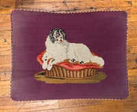 18th Century English Ottoman With Needlepoint Dog Seat