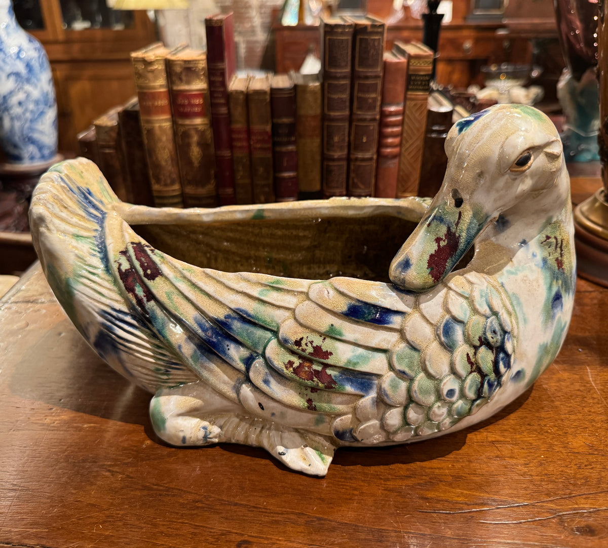 Vintage Majolica Goose Jardiniere