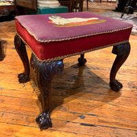 18th Century English Ottoman With Needlepoint Dog Seat