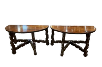Pair 19th Century Spanish Demilune Console Tables