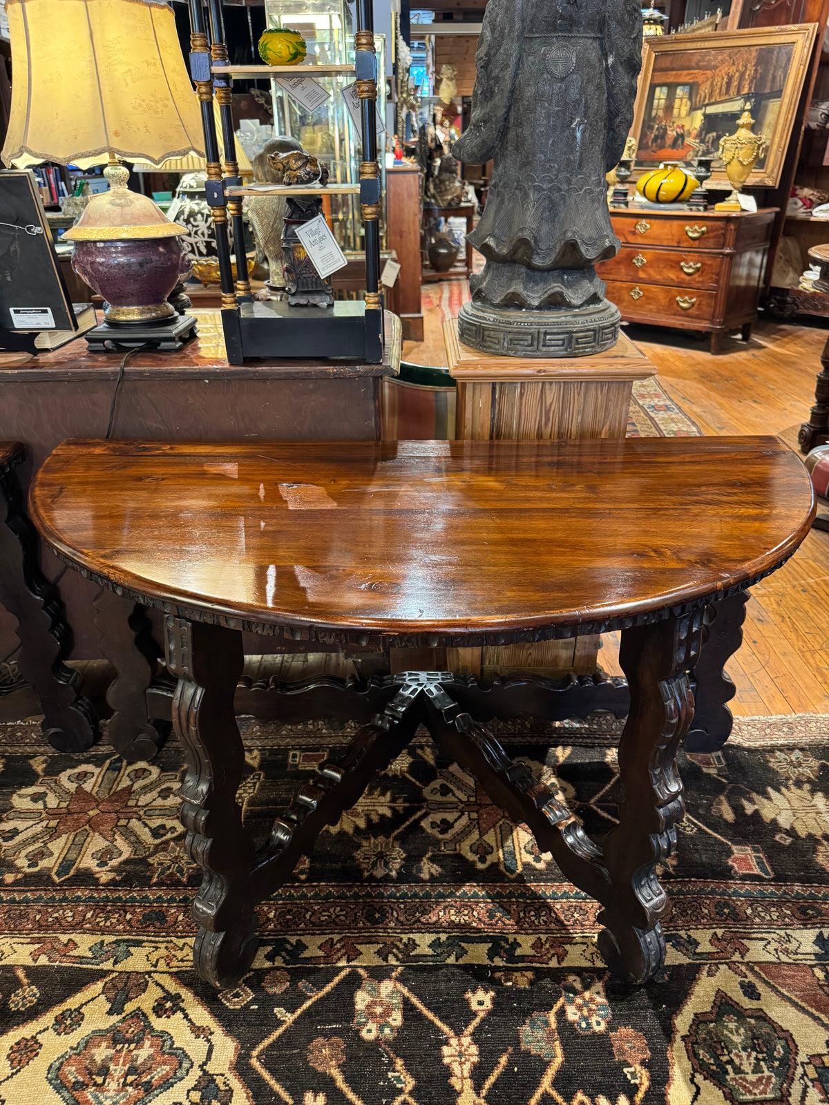 Pair 19th Century Spanish Demilune Console Tables