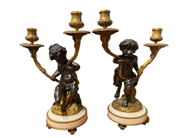 Pair of 19th Century French Candelabra After Clodion