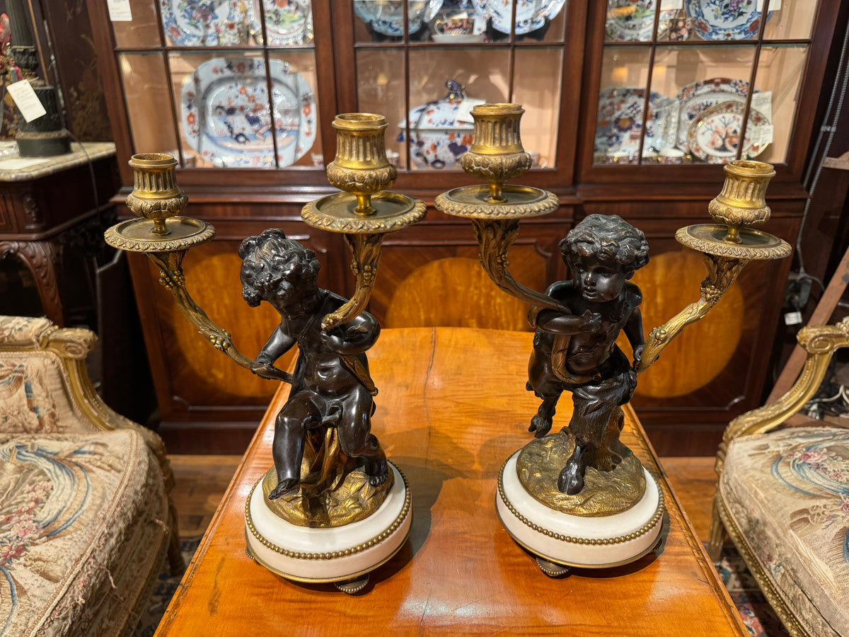 Pair of 19th Century French Candelabra After Clodion
