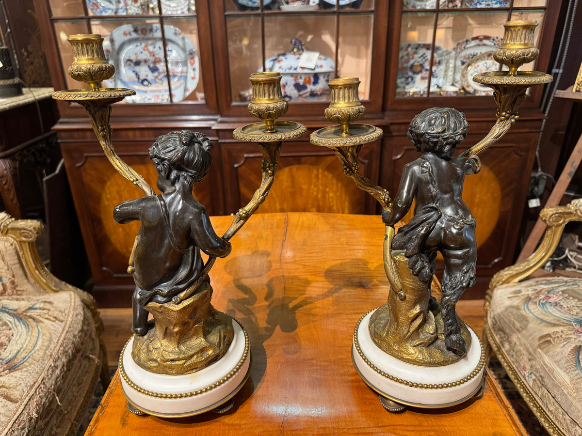 Pair of 19th Century French Candelabra After Clodion