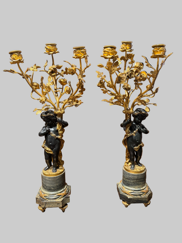 Pair of 19th Century Louis XVI Style Candelabra With Putti