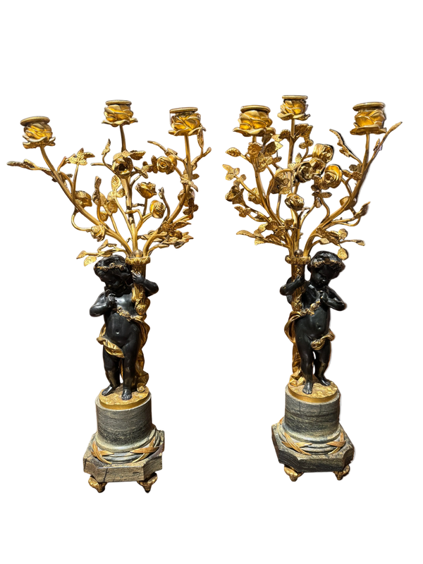 Pair of 19th Century Louis XVI Style Candelabra With Putti