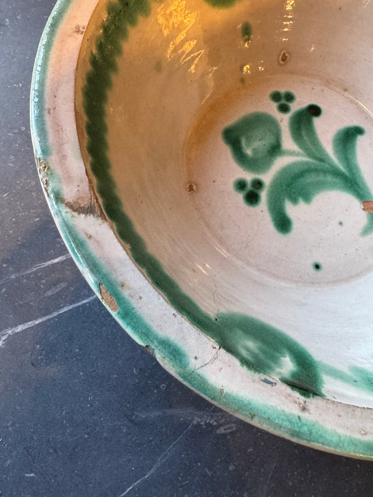 19th century Spanish Fajalauza Lebrillo Bowl