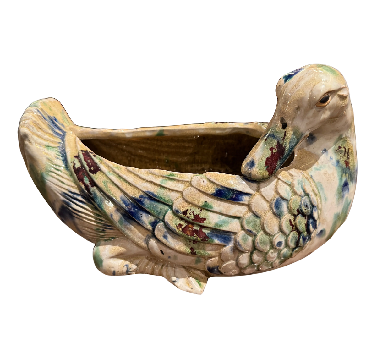 Vintage Majolica Goose Jardiniere