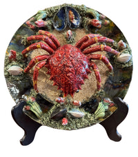 Palissy Style Hanging Majolica Crab Plate