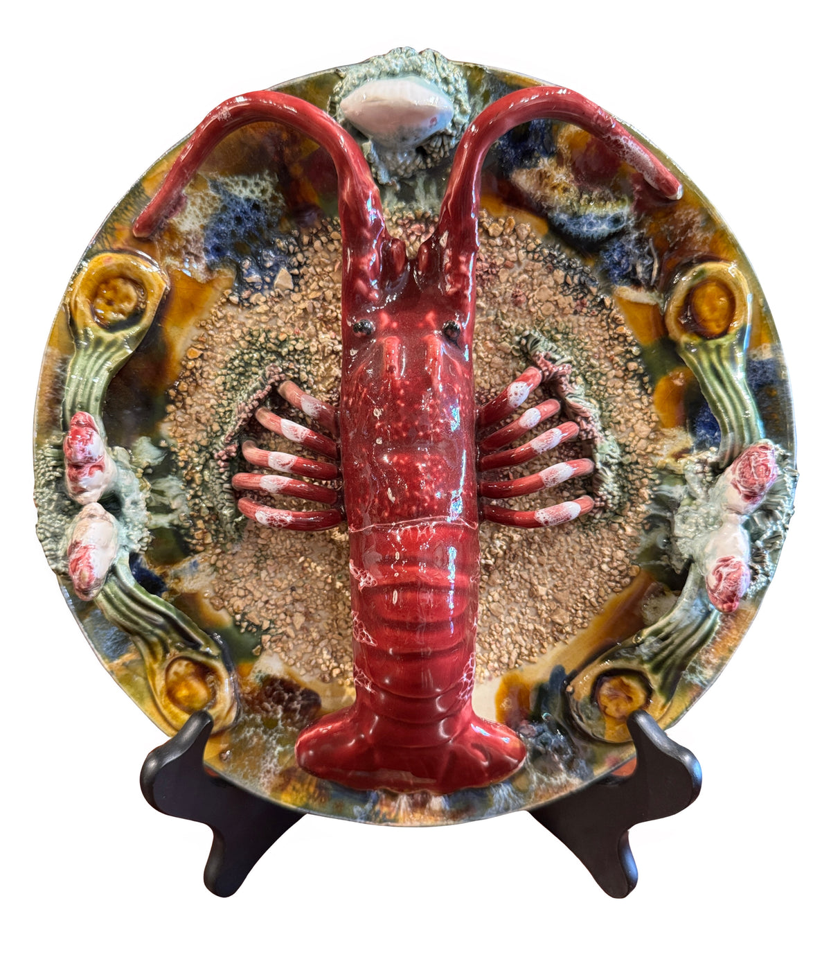 Early 20th Century Palissy Style Hanging Lobster Plate