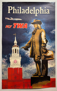 Fly TWA Philadelphia Vintage Poster