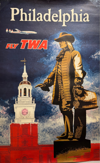 Fly TWA Philadelphia Vintage Poster