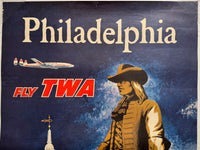 Fly TWA Philadelphia Vintage Poster