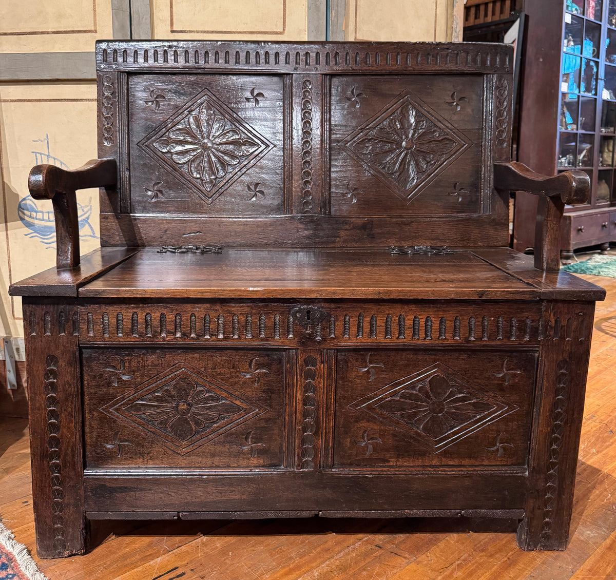 17th century And Later English Jacobean Revival Monks Hall Bench