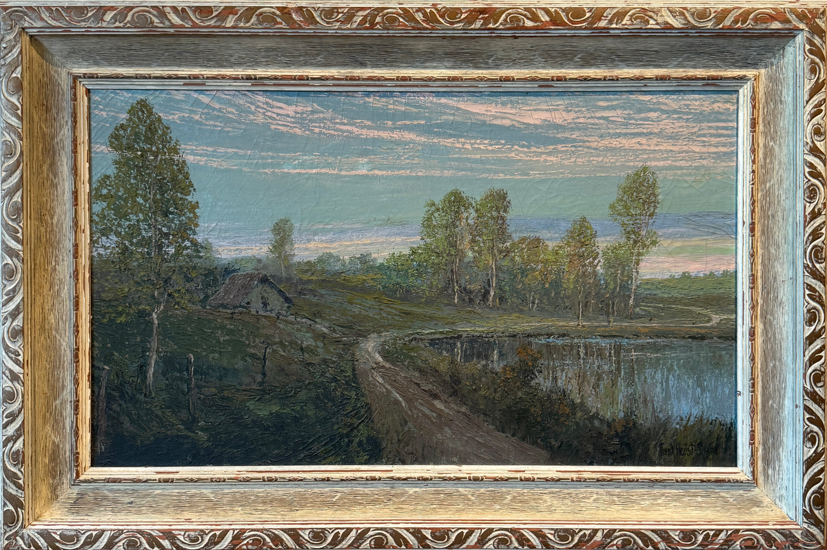Country Landscape Oil on Canvas Painting by Franz Strahalm