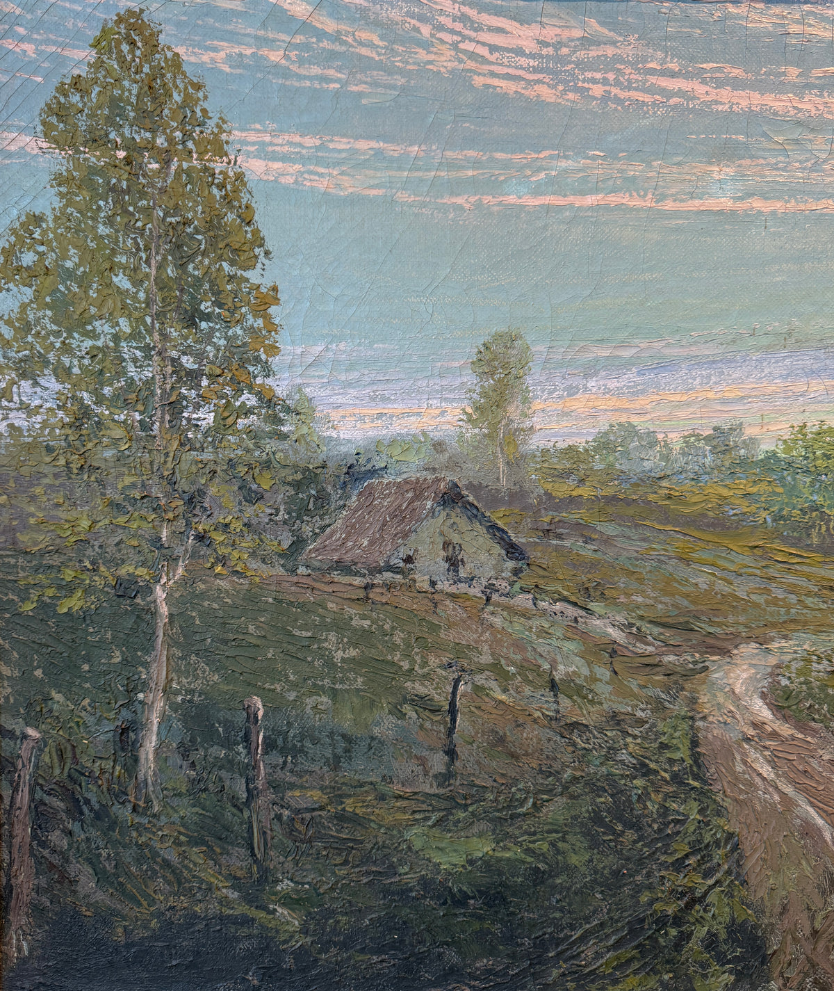 Country Landscape Oil on Canvas Painting by Franz Strahalm