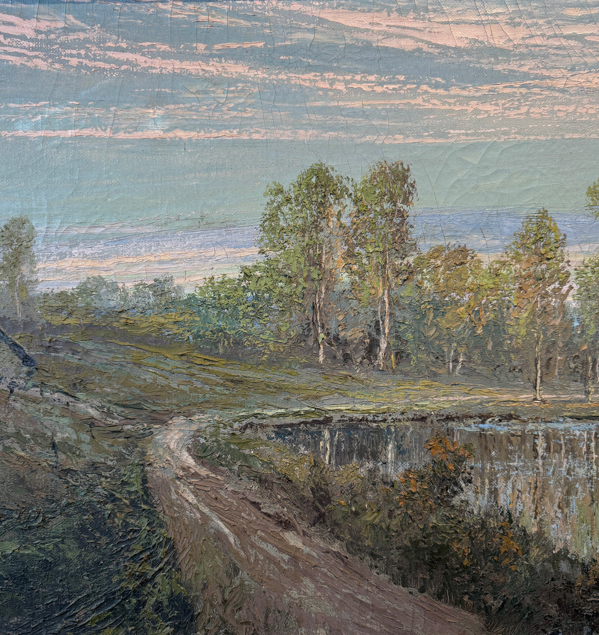 Country Landscape Oil on Canvas Painting by Franz Strahalm