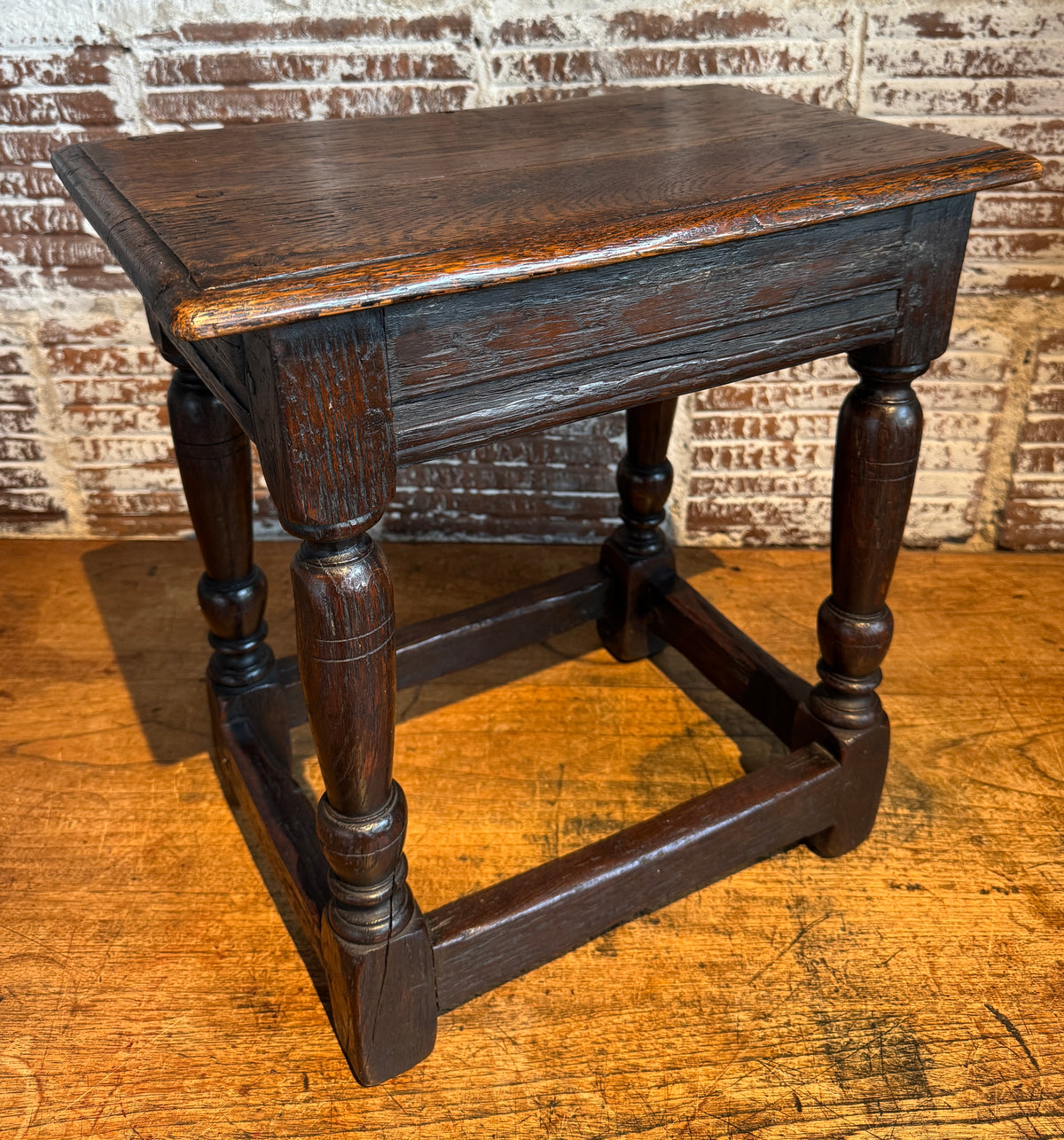 Late 17th Century Charles II English Oak Joint Stool