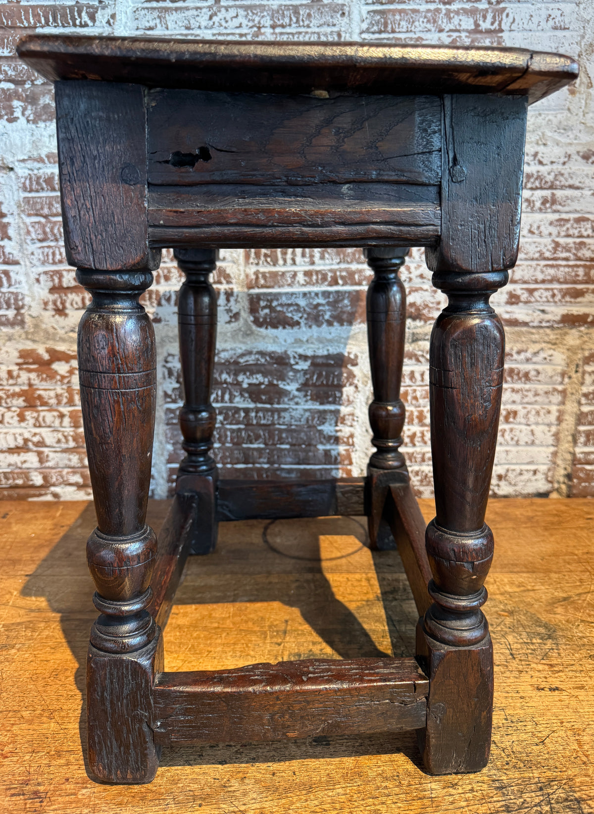 Late 17th Century Charles II English Oak Joint Stool