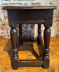 Late 17th Century Charles II English Oak Joint Stool