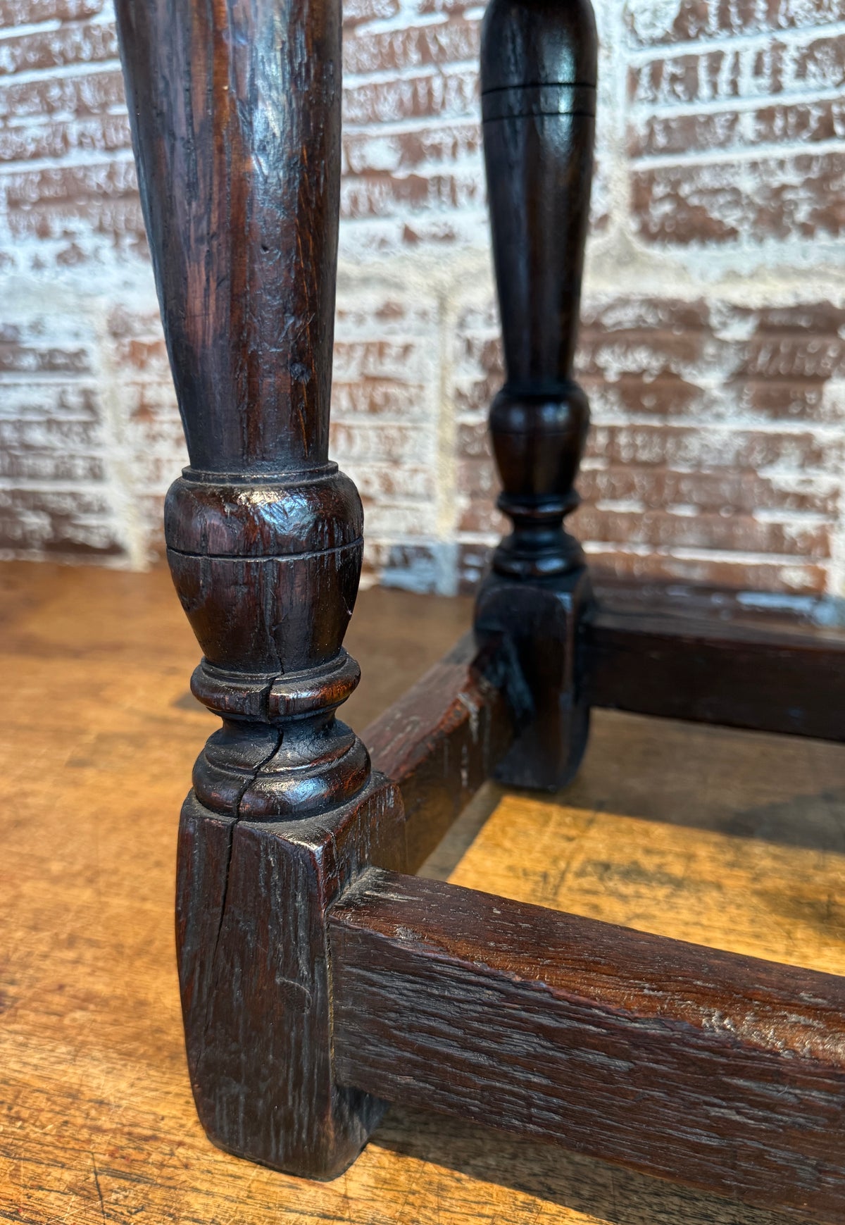 Late 17th Century Charles II English Oak Joint Stool