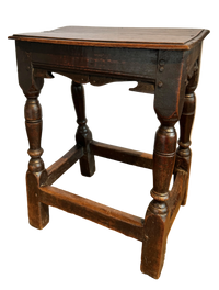 Rare 17th Century Charles II English Oak Joint stool