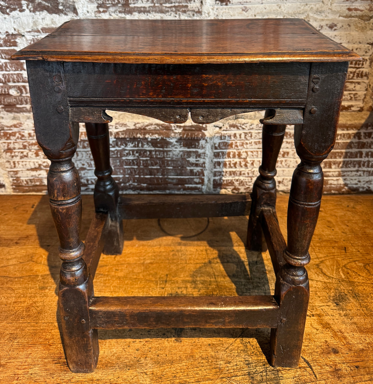 Rare 17th Century Charles II English Oak Joint stool