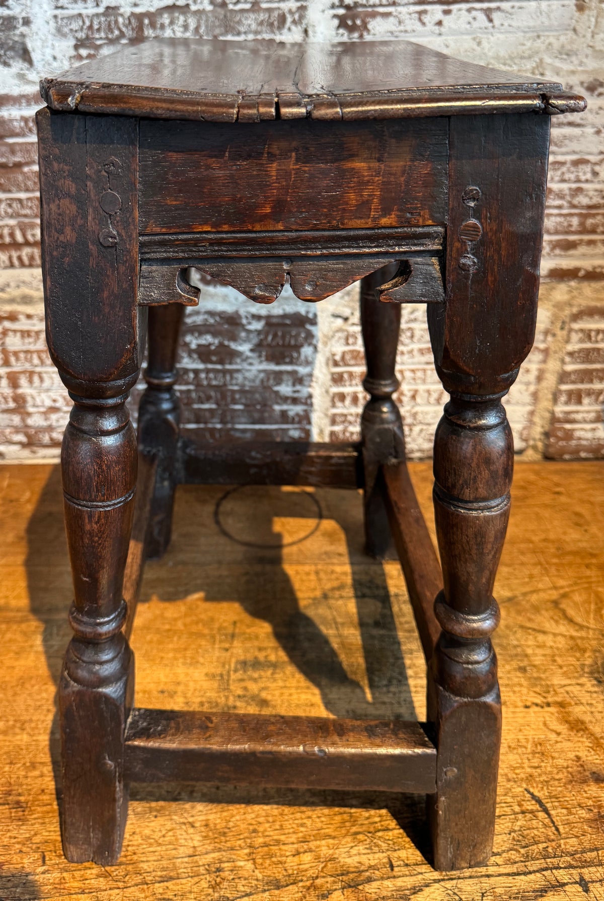 Rare 17th Century Charles II English Oak Joint stool