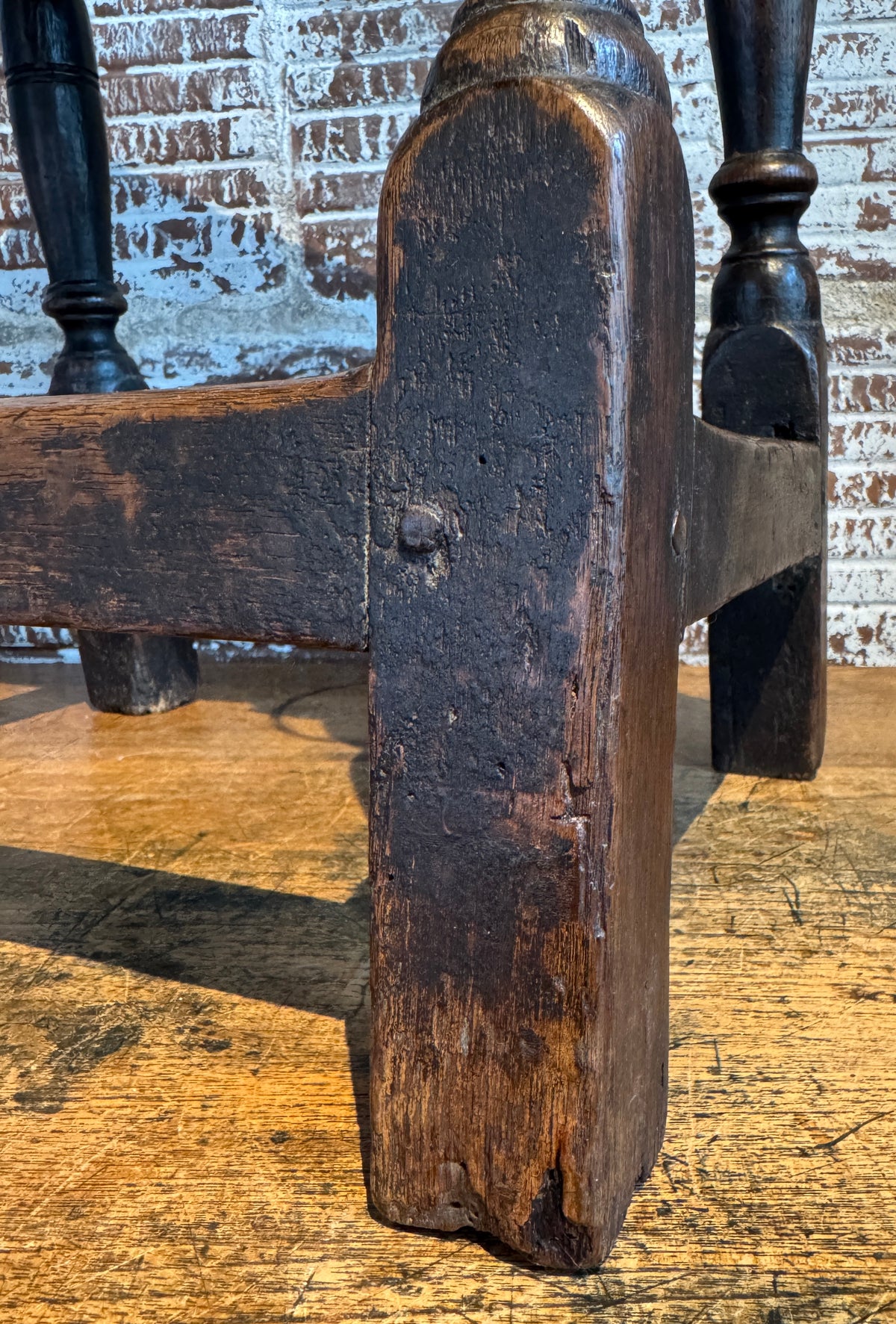 Rare 17th Century Charles II English Oak Joint stool