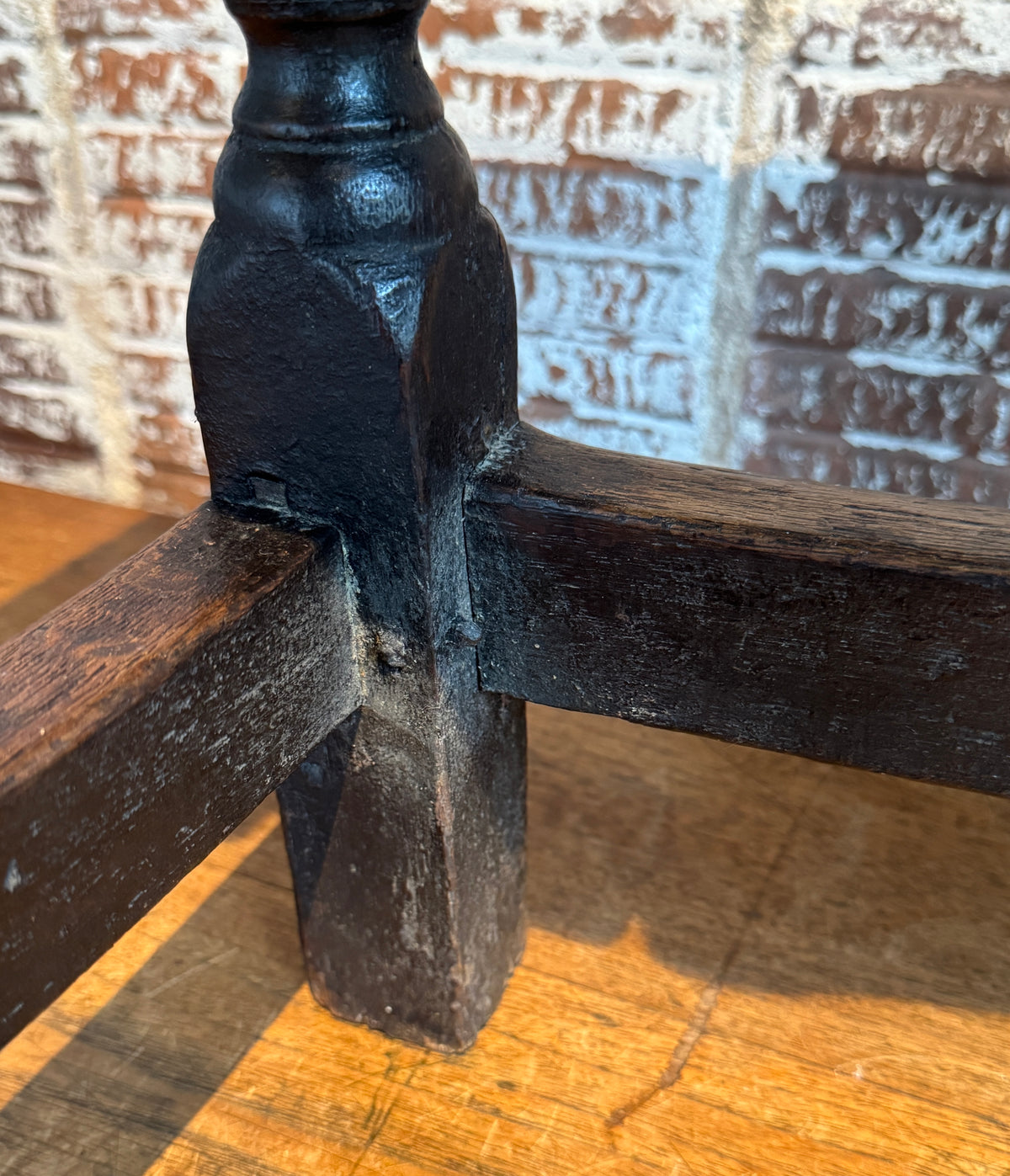 Rare 17th Century Charles II English Oak Joint stool
