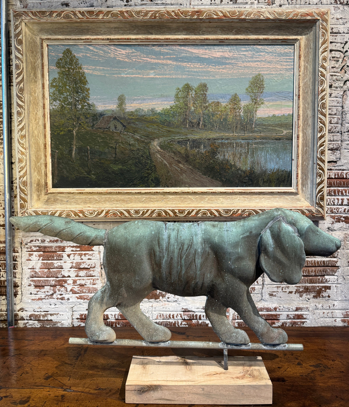 Vintage American Copper Hunting Dog Weathervane