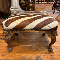 Italian Renaissance Revival Zebra Hide Ottoman