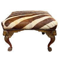 Italian Renaissance Revival Zebra Hide Ottoman