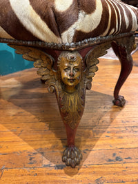 Italian Renaissance Revival Zebra Hide Ottoman