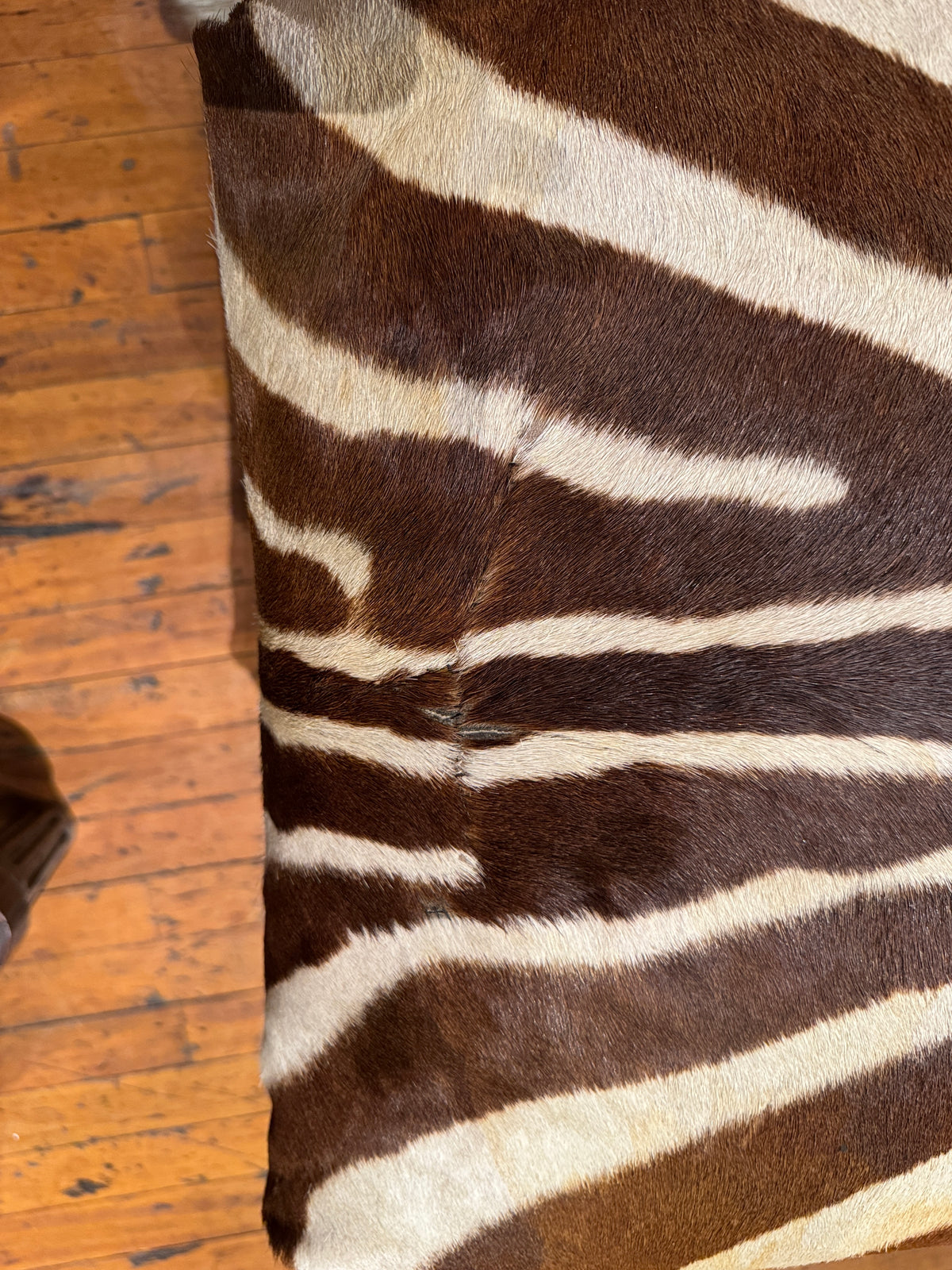 Italian Renaissance Revival Zebra Hide Ottoman