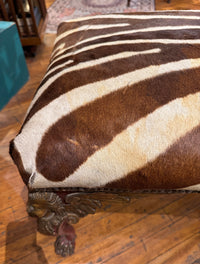 Italian Renaissance Revival Zebra Hide Ottoman