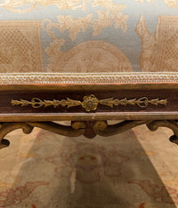 Georgian Style Upholstered Bench With Carved Giltwood Lion Head Legs