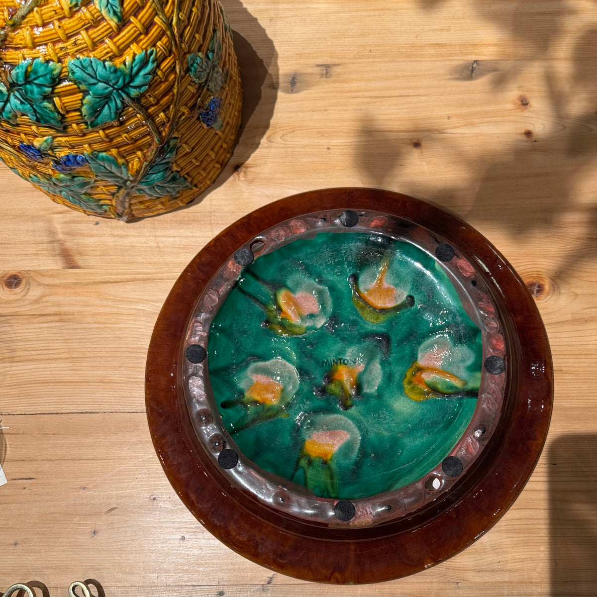 Minton Style Majolica Style Cheese Dome