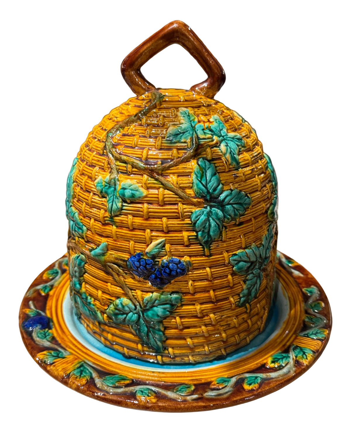 Minton Style Majolica Style Cheese Dome