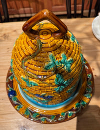 Minton Style Majolica Style Cheese Dome