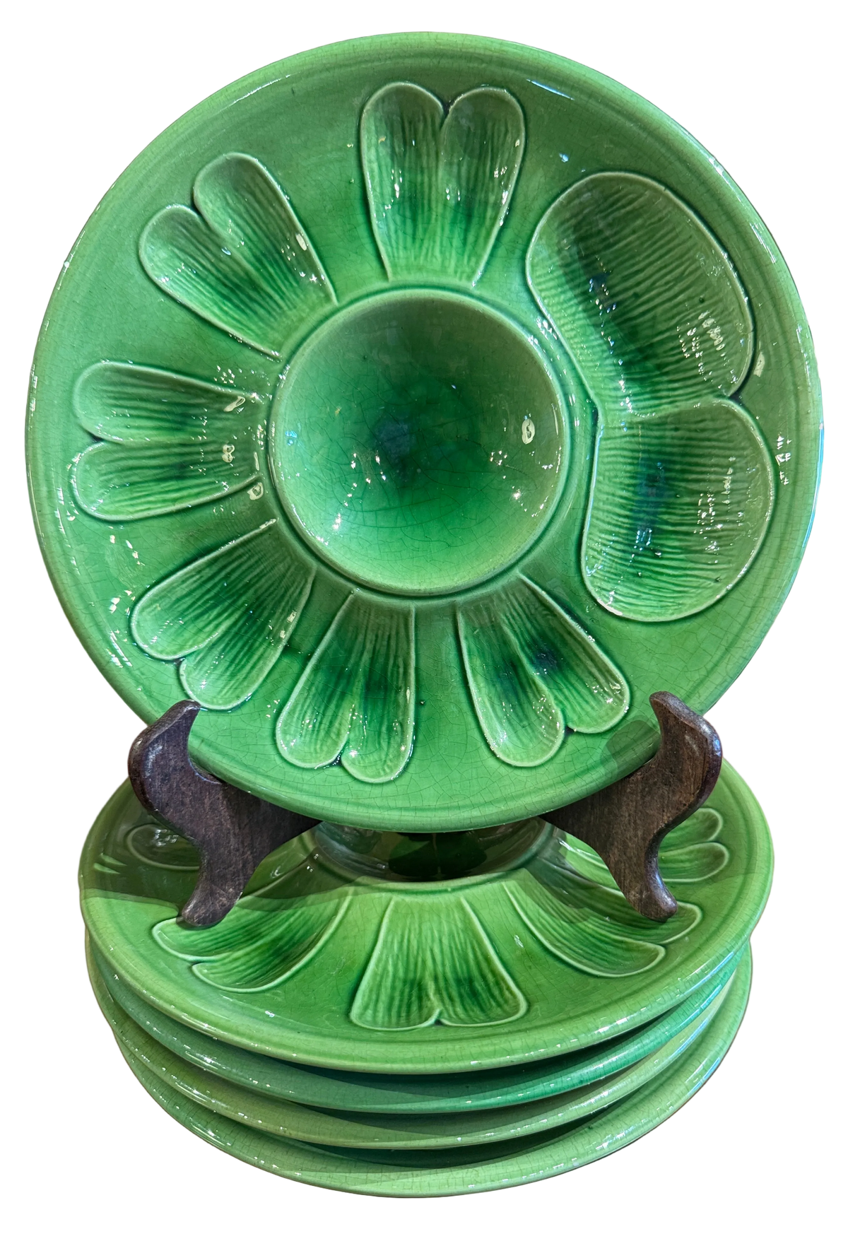 Set of 5 Green Portuguese Shellfish Plates