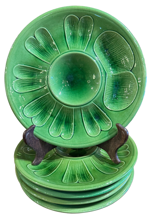 Set of 5 Green Portuguese Shellfish Plates