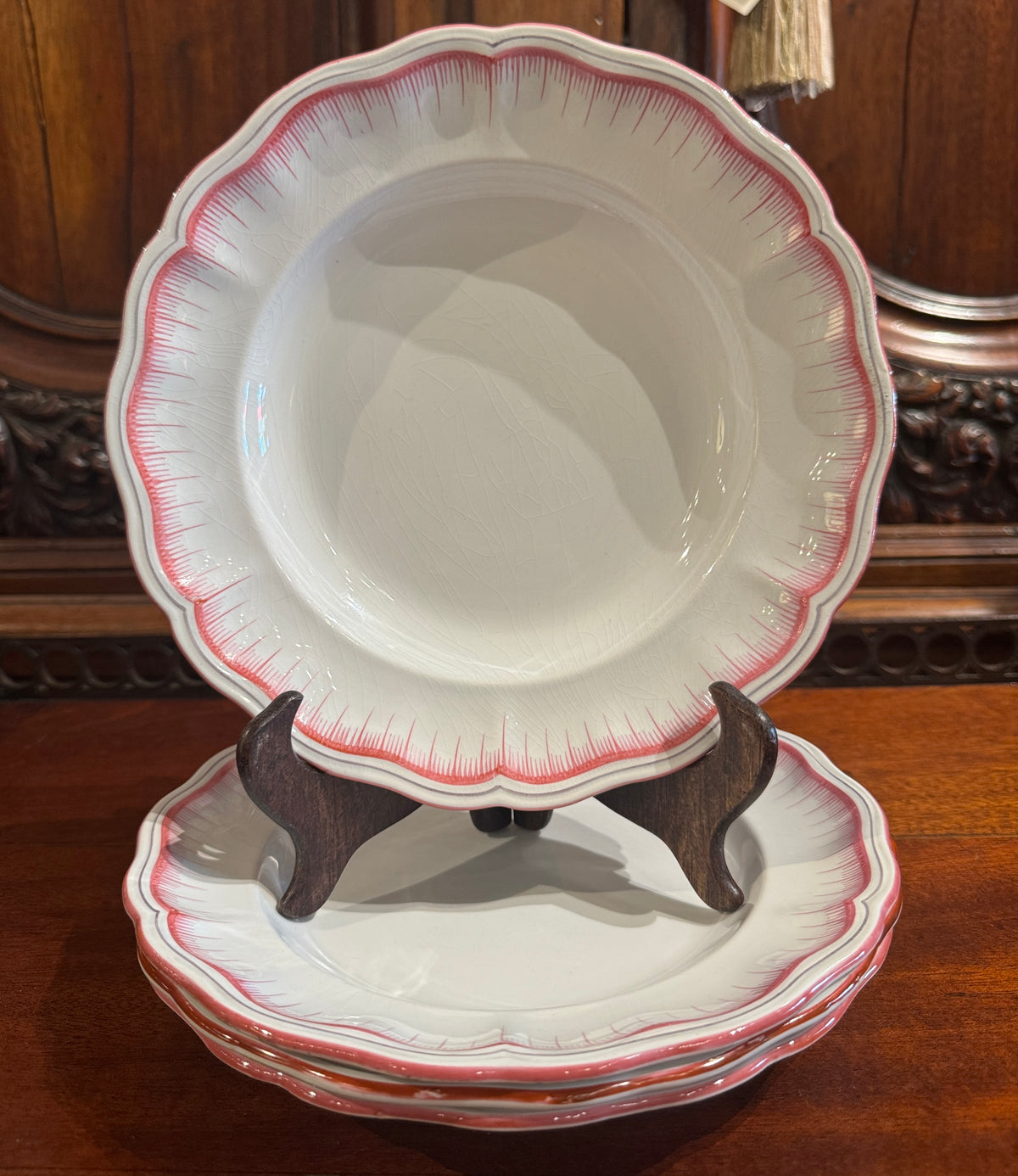Set of 4 French Luneville Shallow Bowls