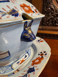 Antique Imari Ironstone Tureen With Under Tray